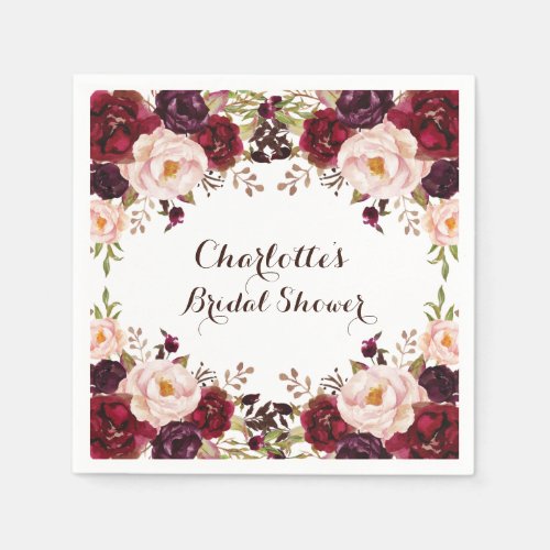 Rustic Boho Floral Shabby Chic Roses Paper Napkin