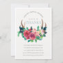 Rustic Boho Floral Stag Antlers Bridal Shower  Thank You Card