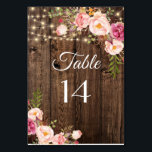 Rustic Boho Floral String Lights Wedding  Table Number<br><div class="desc">Rustic Boho Floral String Lights Wedding Table Number.
This is part of a complete Wedding Stationery Suite with matching wedding,  Birthday celebration and other event stationery.
Matching items available.</div>