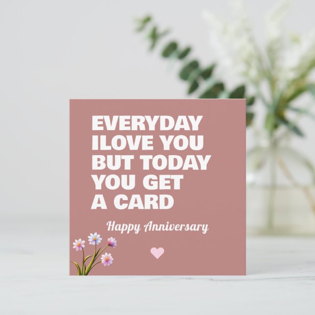 Rustic Boho Floral Stylish Anniversary Card (Standing Front)