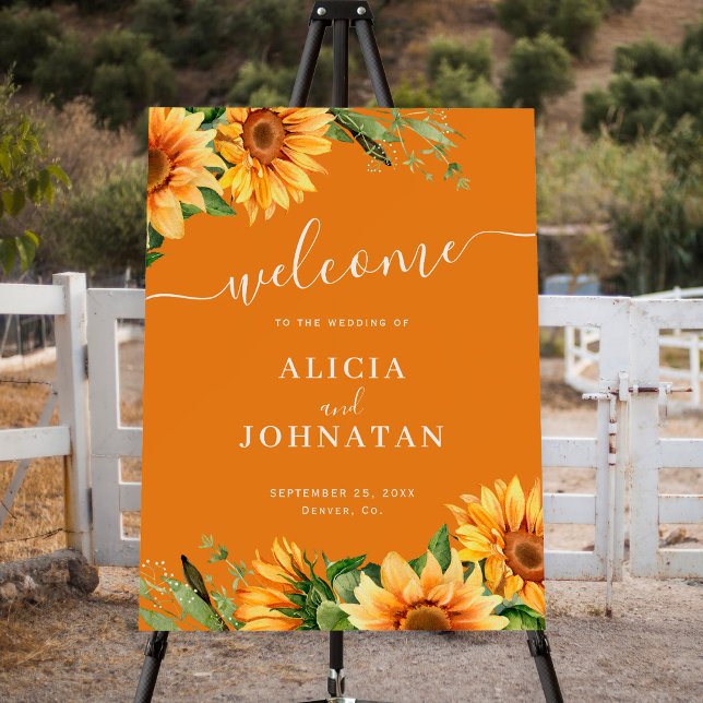 Rustic boho floral sunflower wedding welcome sign (Creator Uploaded)