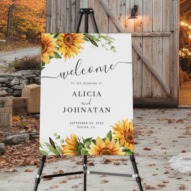 Rustic boho floral sunflower wedding welcome sign (Creator Uploaded)