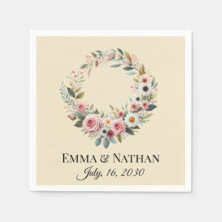 Rustic Boho Floral Watercolor Wedding Napkins