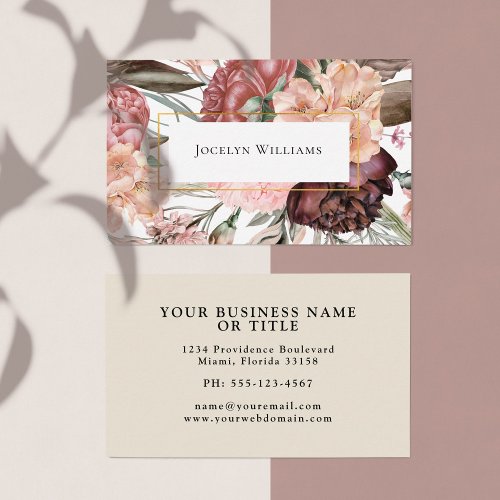 Rustic Boho Floral Watercolor Wildflowers Business Card