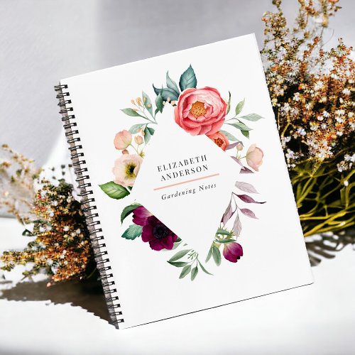 Rustic Boho Floral Watercolor with Your Name Notebook