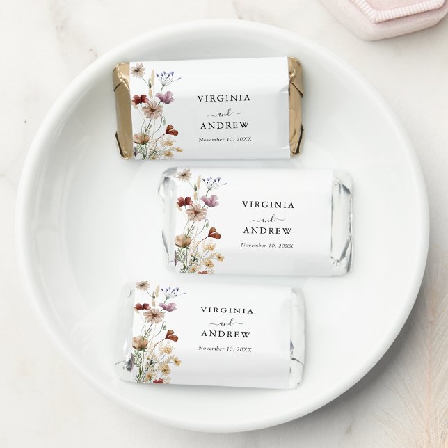 Rustic Boho Floral Wedding Candy Favors (Rustic Boho Floral Wedding Chocolate Candy Favors by Painted Paperie
)