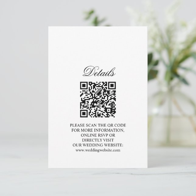 Rustic Boho Floral Wedding Enclosure Cards QR Code (Standing Front)