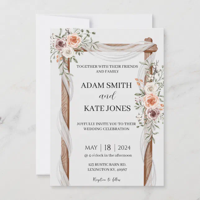 Rustic Boho Floral Wedding Invitation | Zazzle