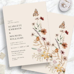 Rustic Boho Floral Wedding Invitations