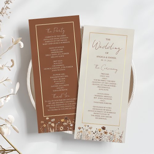 Rustic Boho Floral Wedding Program