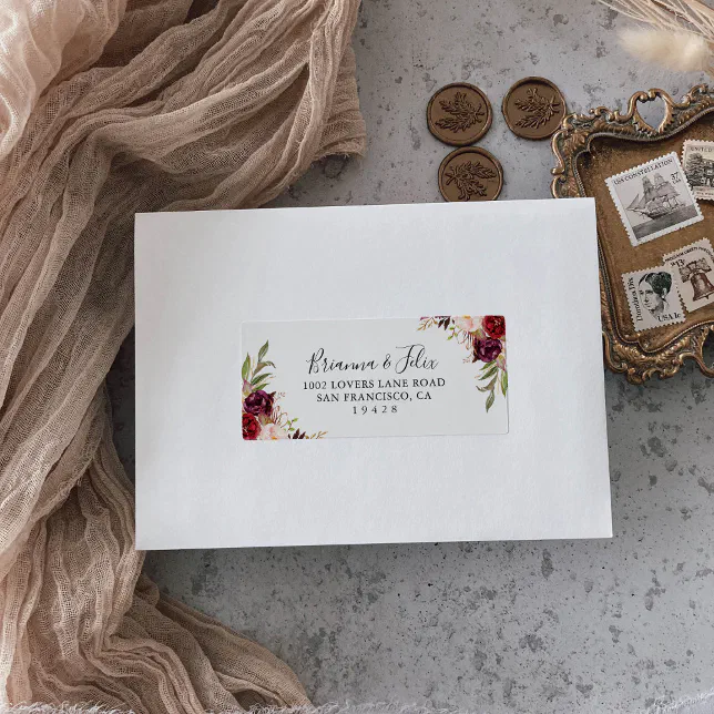 Rustic Boho Floral Wedding RSVP Address Label | Zazzle