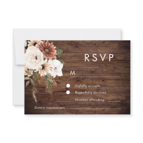 Rustic Boho Floral Wedding RSVP Card