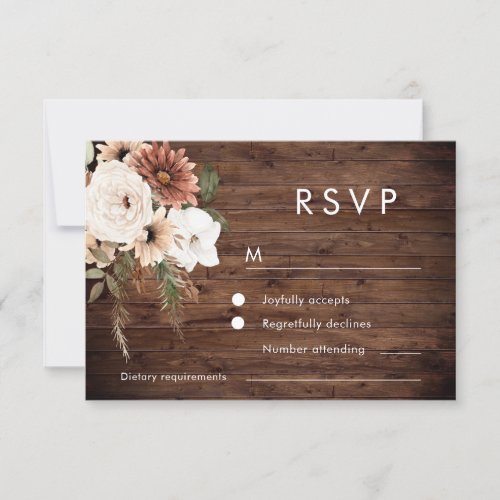 Rustic Boho Floral Wedding RSVP Card