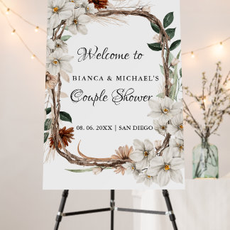 Rustic Boho Floral welcome Engagement Party sign