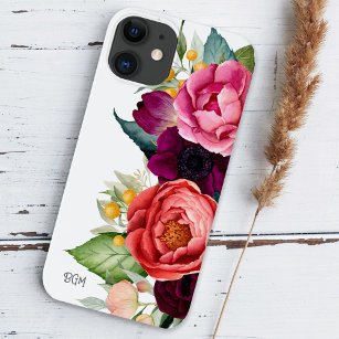 Rustic Boho Floral with Monogram iPhone XR Case