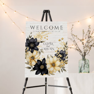 Rustic Boho Floral Wood Wedding Reception Welcome Foam Board
