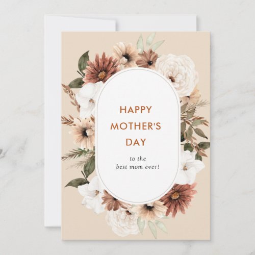 Rustic boho flowers happy mothers day photo card