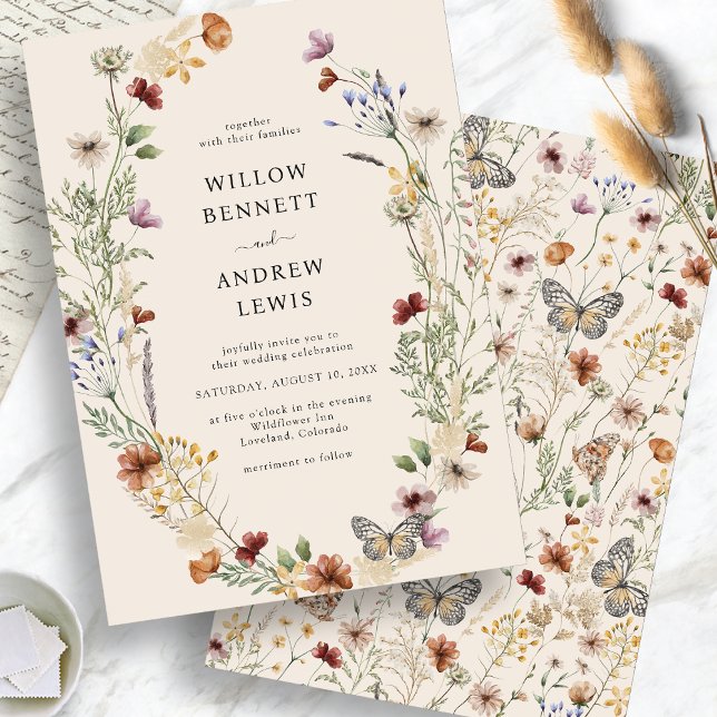 Rustic Boho Flowers Wedding Invitation (Rustic Boho Flowers Wedding Invitation
)