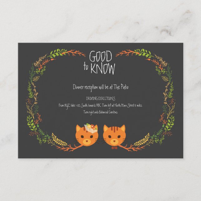 Rustic Boho Forest Cats Wedding Invitation (Front)