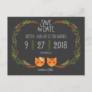Rustic Boho Forest Cats Wedding Invitation
