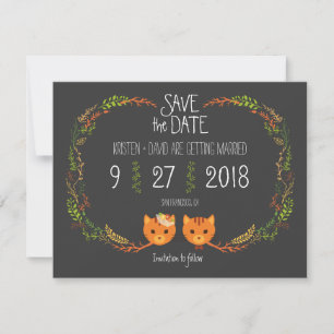 Rustic Boho Forest Cats Wedding Invitation