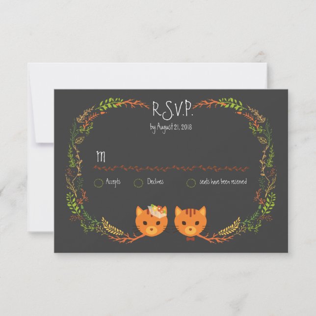 Rustic Boho Forest Cats Wedding Invitation (Front)