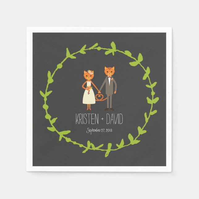 Rustic Boho Forest Cats Wedding Invitation Napkins (Front)