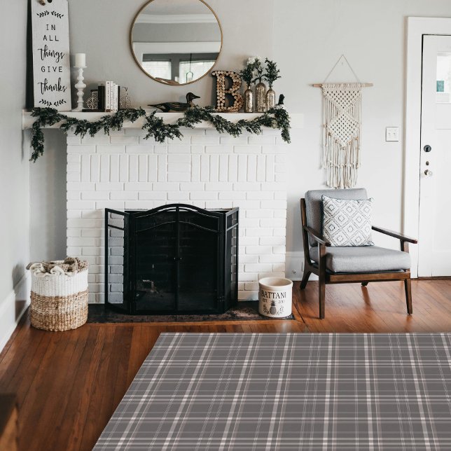 Rustic Boho Framhouse Dark Brown Plaid Area  Rug (Rustic Boho Framhouse Dark Brown Plaid Area Rug)