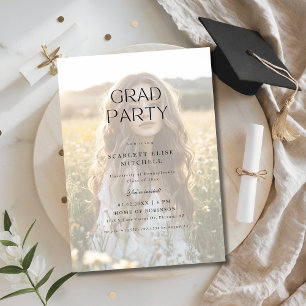 Rustic Boho Frosted Master Photo Grad Party Invitation