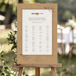 Rustic Boho Funny Wedding Seating Chart ID1109 Foam Board