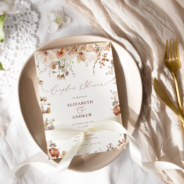Rustic Boho Garden Flowers Couples Shower Invitation (Creator Uploaded)