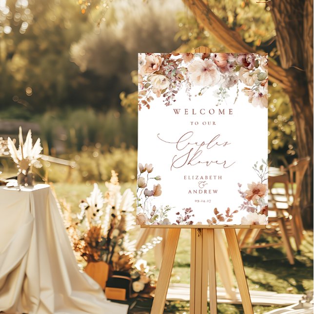 Rustic Boho Garden Flowers Couples Shower Welcome  Foam Board (Creator Uploaded)