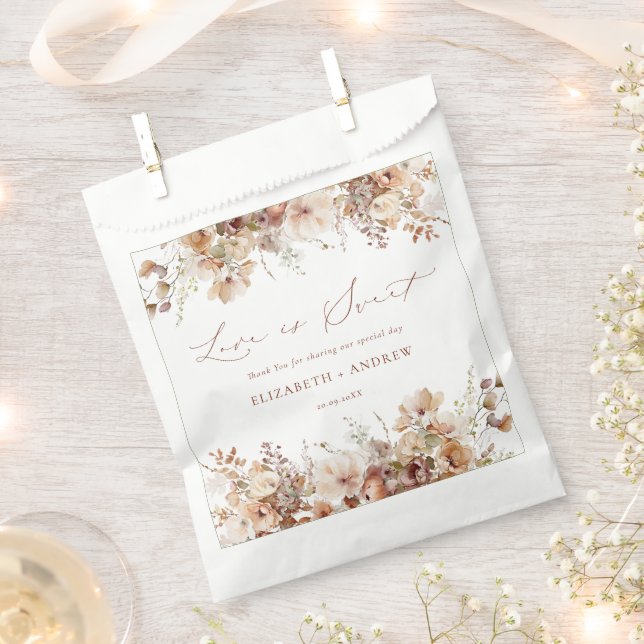 Rustic Boho Garden Flowers Wedding  Favor Bag (Clipped)