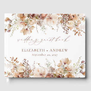 Rustic Boho Garden Flowers Wedding Guest Book