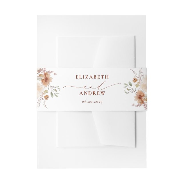 Rustic Boho Garden Flowers Wedding Invitation Belly Band (Front Example)