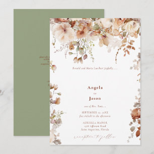 Rustic Boho Garden Flowers Wedding QR Code Invitation