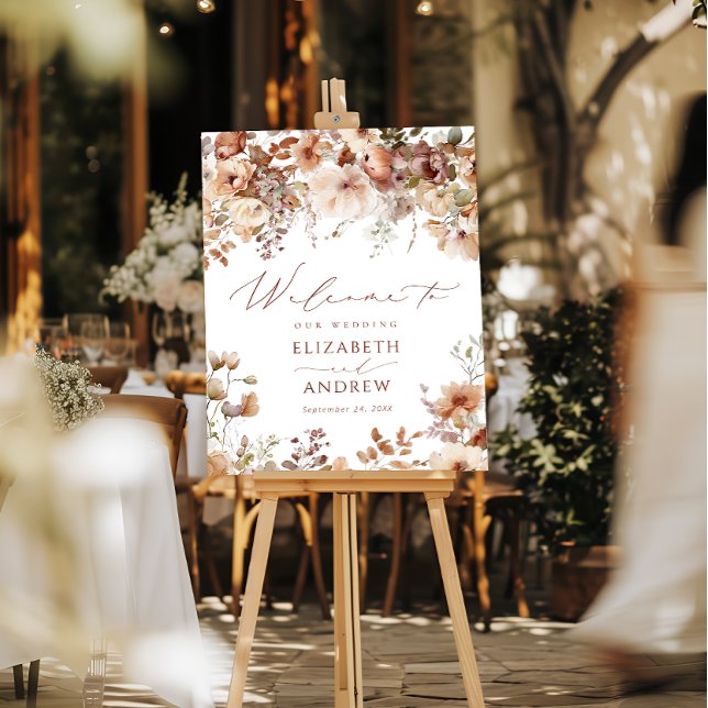 Rustic Boho Garden Flowers Wedding Welcome Foam Board (Creator Uploaded)
