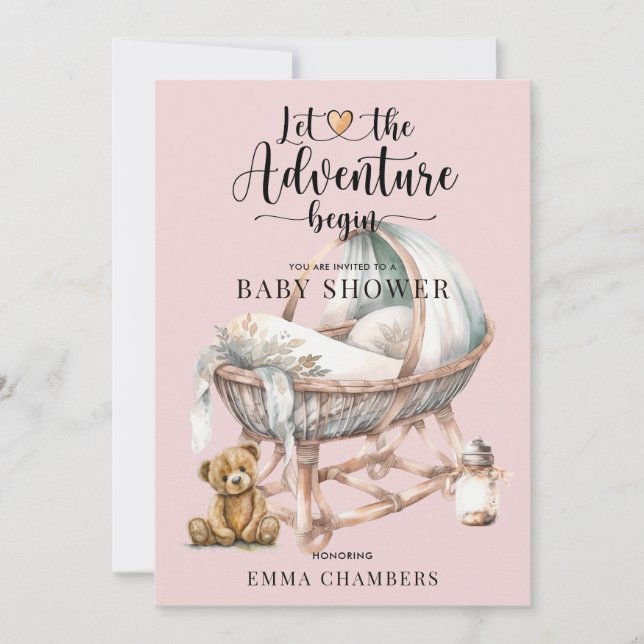 Rustic Boho Girl Baby Shower Nursery Crib  Invitation (Front)