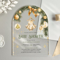 Rustic Boho Girl Winter Christmas Baby Shower