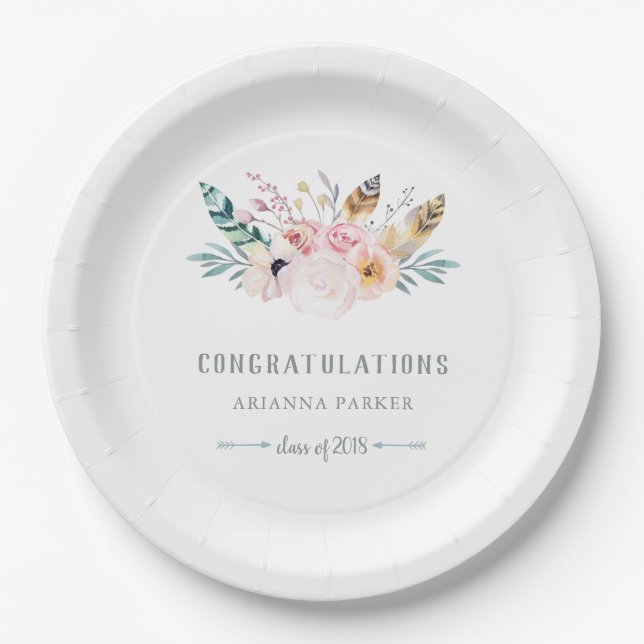 Rustic Boho | Graduation Paper Plates (Front)