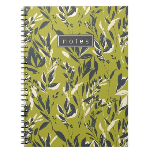 Rustic Boho Green Foliage Pattern Notebook