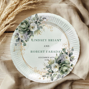 Rustic Boho Greenery and Gold Wedding Paper Plates