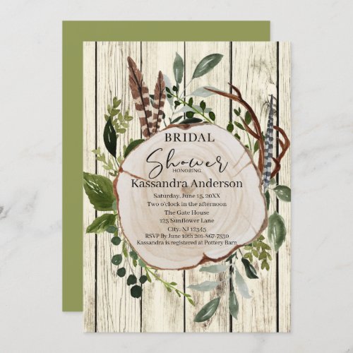 Rustic Boho Greenery Bridal Shower Invitation