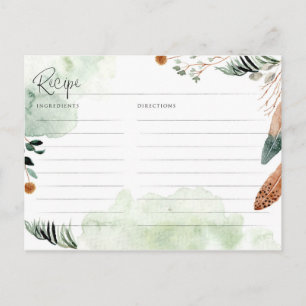 Rustic Boho Greenery Bridal Shower Recipe Postcard