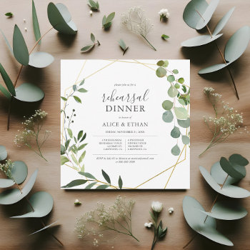 Rustic Boho Greenery Calligraphy Rehearsal Dinner Invitation by CrispinStore at Zazzle
