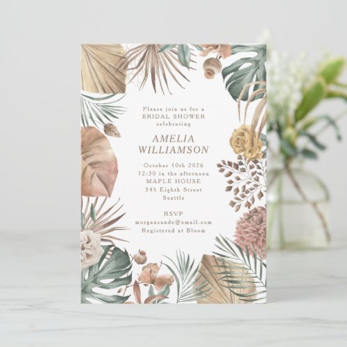 Rustic Boho Greenery Stylish Autumn Bridal Shower Invitation