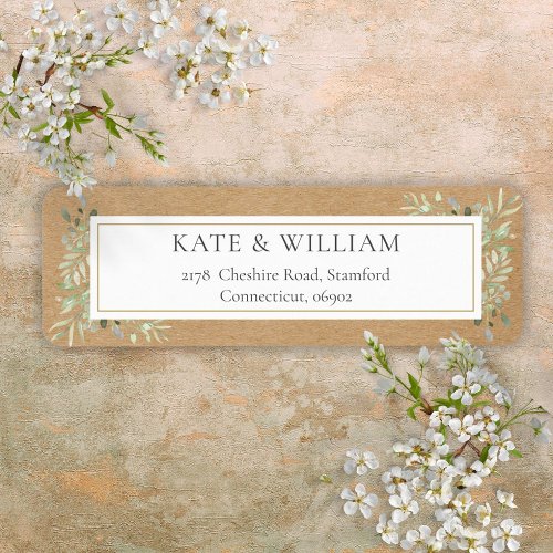 Rustic Boho Greenery Watercolor Foliage Address Label