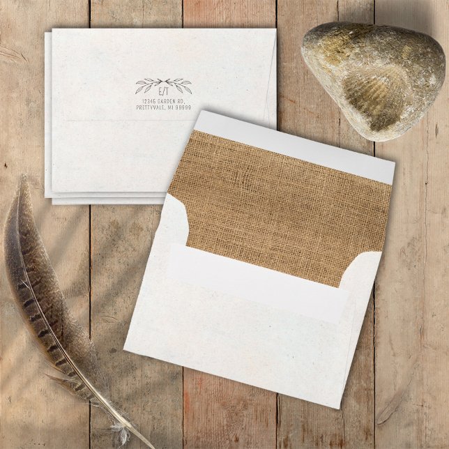 Rustic Boho Ivory Burlap Wedding ID1109 Envelope (Creator Uploaded)