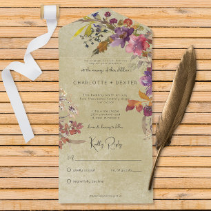 Rustic Boho Jewel Tone Florals Sage No Dinner All In One Invitation