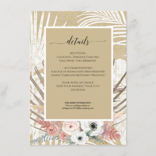 Rustic BOHO Kraft Floral Pampas Grass Tropical Invitation